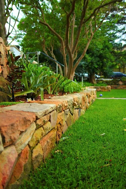 Hand worked reclaimed sandstone in Hunters Hill garden