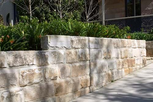 Sandstone block wall